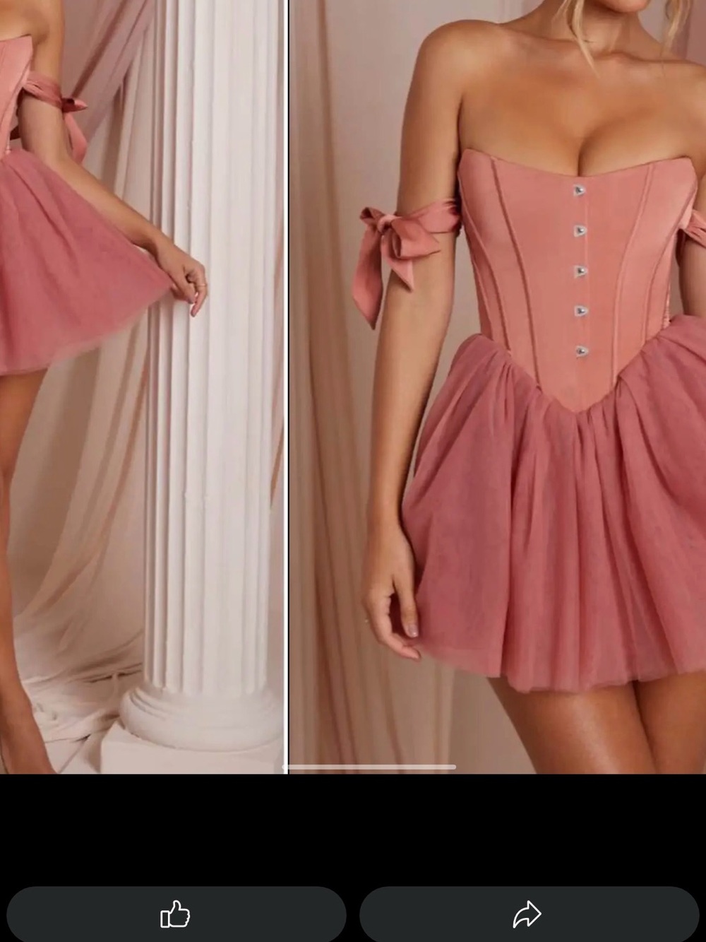 Oh Polly - REINE Size XS - Off-Shoulder Rose Pink Corset Tulle Mini Dress. - Picture 4 of 11